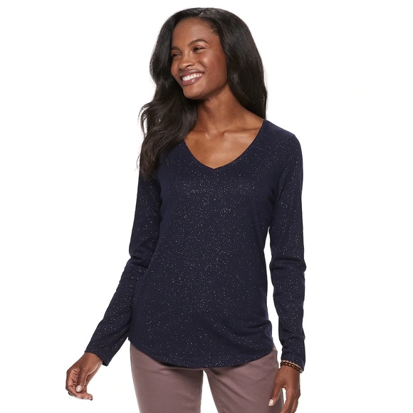 Sonoma Goods for Life Long Sleeve T-Shirt Navy XS - Picture 1 of 6